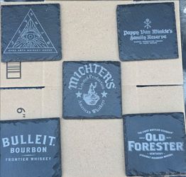 Whiskey Brand Engraved Slate Coasters Set of 5