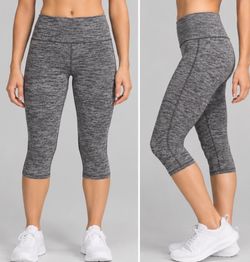 Lululemon Wunder Under Crop Leggings 22" Heather Gray Size 6