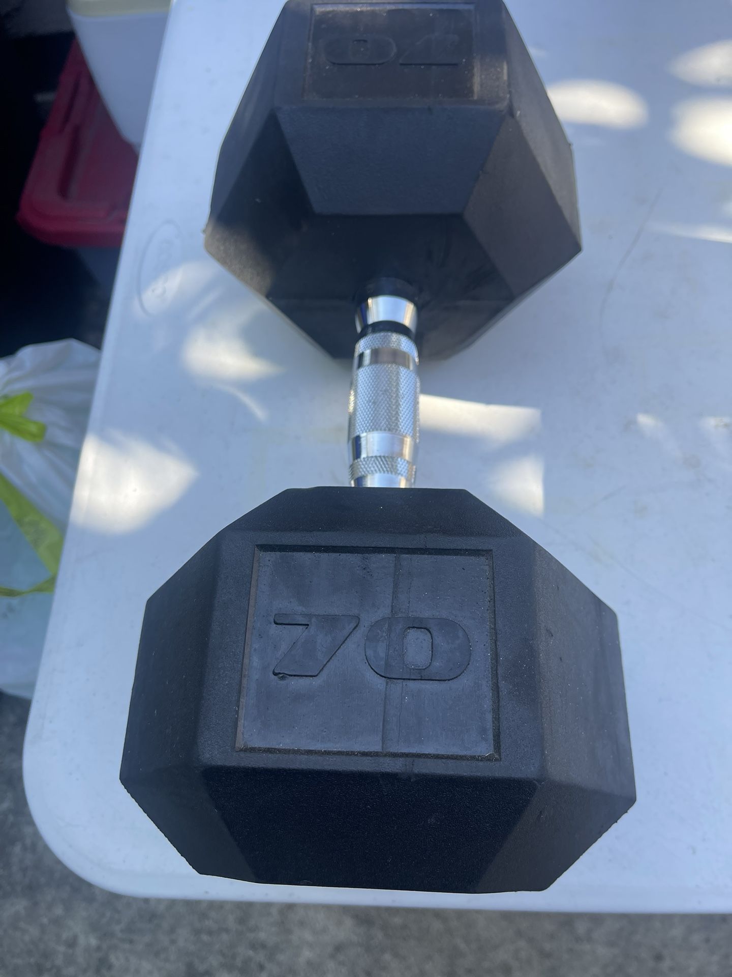 CAP Barbell, 70lb Rubber Hex Dumbbell, Single