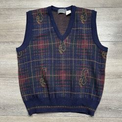 Vintage Eaton Sweater Vest Mens S Wool Blend Made In Italy Pullover 