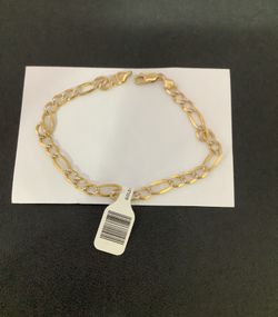 10k Two Tone Gold  Figaro Bracelet 