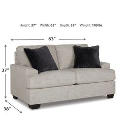 Modern Light Gray Loveseat Sofa with Pillows – Excellent Condition