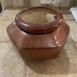 Bronze Colored Ceramic Self Watering Planter Pot