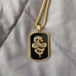 Gold Plated Snake Dogtag Necklace 