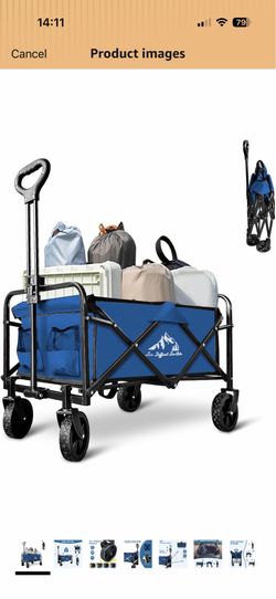 Collapsible Utility Cart Folding Wagon, 320lbs Capacity Lightweight Rolling Cart with Quiet Wheels, Quick-Fold Design for Camping, Shopping, Ourdoor U