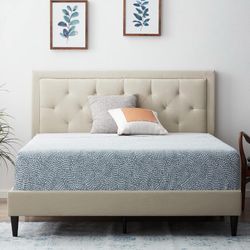 Brand New Tufted Platform Full Size Bed Frame with Headboard