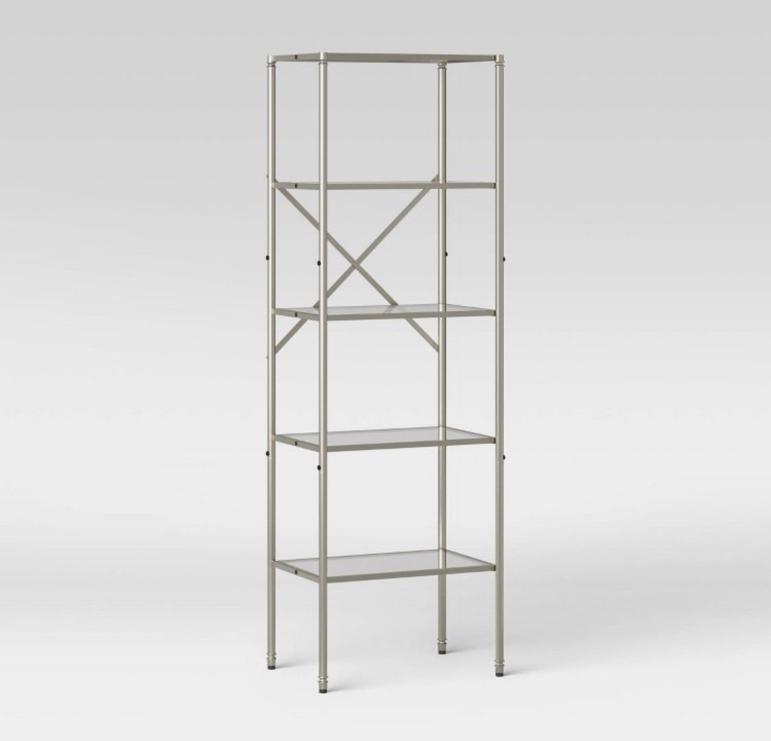 Threshold Gretna Linen Tower Metal Frame with Nickel Finish for