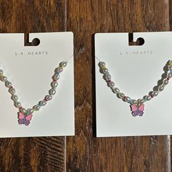 L.A. Hearts - Set of 2 Butterfly Necklaces 