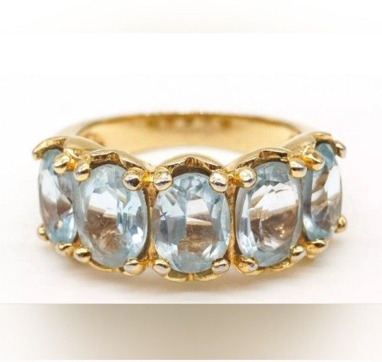 Blue Topaz Gold Vermeil over 925 Ring, Size 7