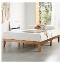 Mellow Naturalista Classic - 12 Inch Solid Wood Platform Bed with Wooden Slats, No Box Spring Needed, Easy Assembly, Full, Natural Pine.