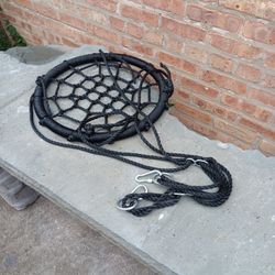 19" W Black  Kids Round Web Swing 