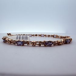 14K Gold & Diamonds & Tanzanite Bracelet