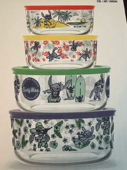 Disney Stitch Glass Pyrex Container Set - 8 piece