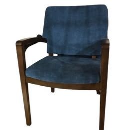 Blue Velvet Oak Frame Guest Chair