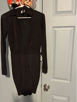 Black  Purple glitter, mini dress, long sleeves
