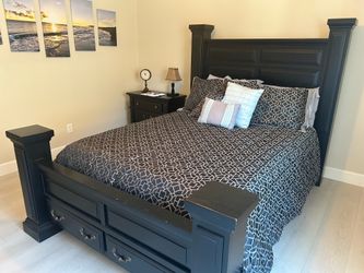 Queen Bed/Mattress and Nightstand