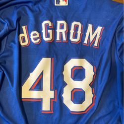 Jacob DeGrom - Texas Rangers Jersey Blue #48 MLB Baseball