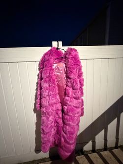 Hot Pink Long AZALEA WANG Faux fur Panel Hooded Trench