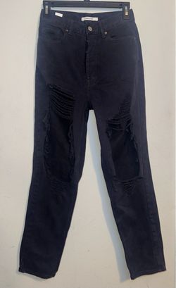 Pacsun Black Slim Straight Distressed Jeans