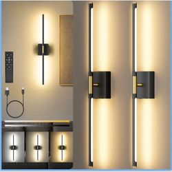Black And Gold Battery Operated Wall Sconces Set of Two 10000mAh Rechargeable Wall Lights with Remote Contro