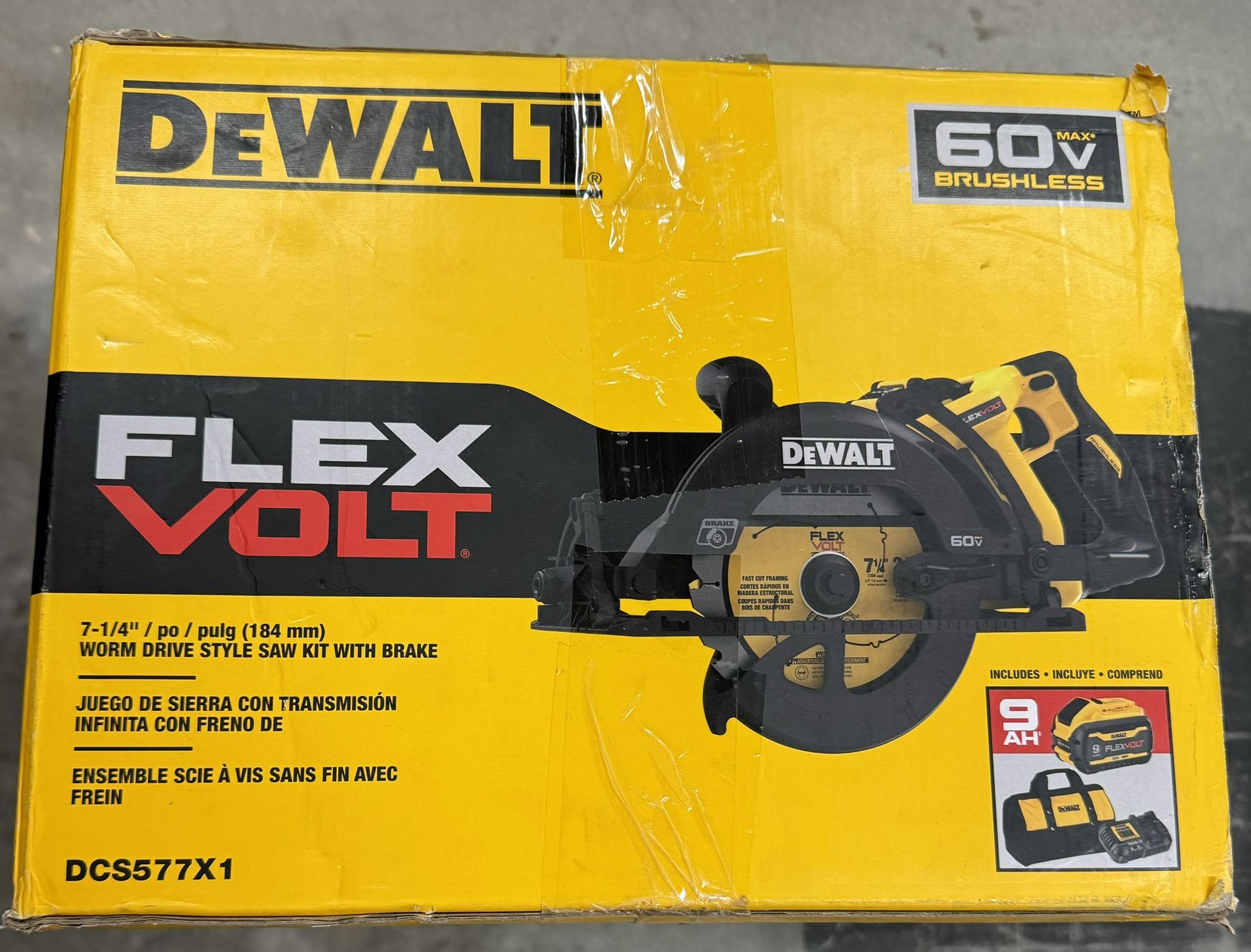 Dewalt Flex volt 60V Max  7 1/4 In Cordless Wormdrive Style Saw With 9.0