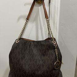 Michael Kor Teagan Brown Monogram Handbag