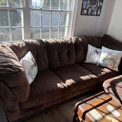 Dark Brown Faux Suede Couch-free