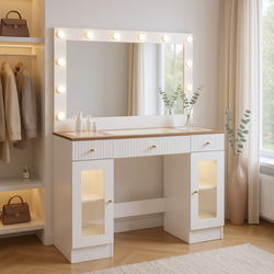 Homy Casa Solna 43" Makeup Vanity Desk with Lighted Mirror