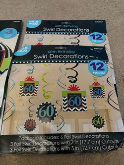 4 Packs of 60th Birthday Party Decorations
