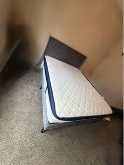 Queen size grey bed frame + mattress