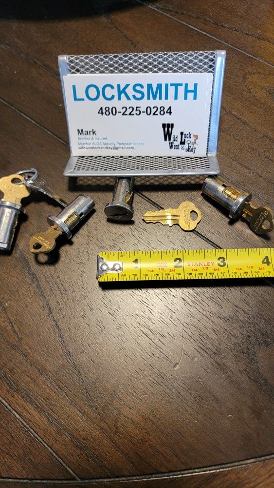 Locks for slot machines and other machines.