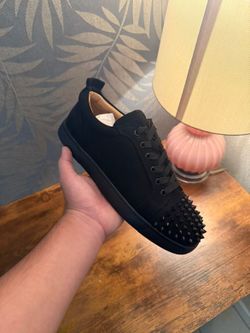 Christian Louboutin Black Suede Spiked Low-Top Sneakers
