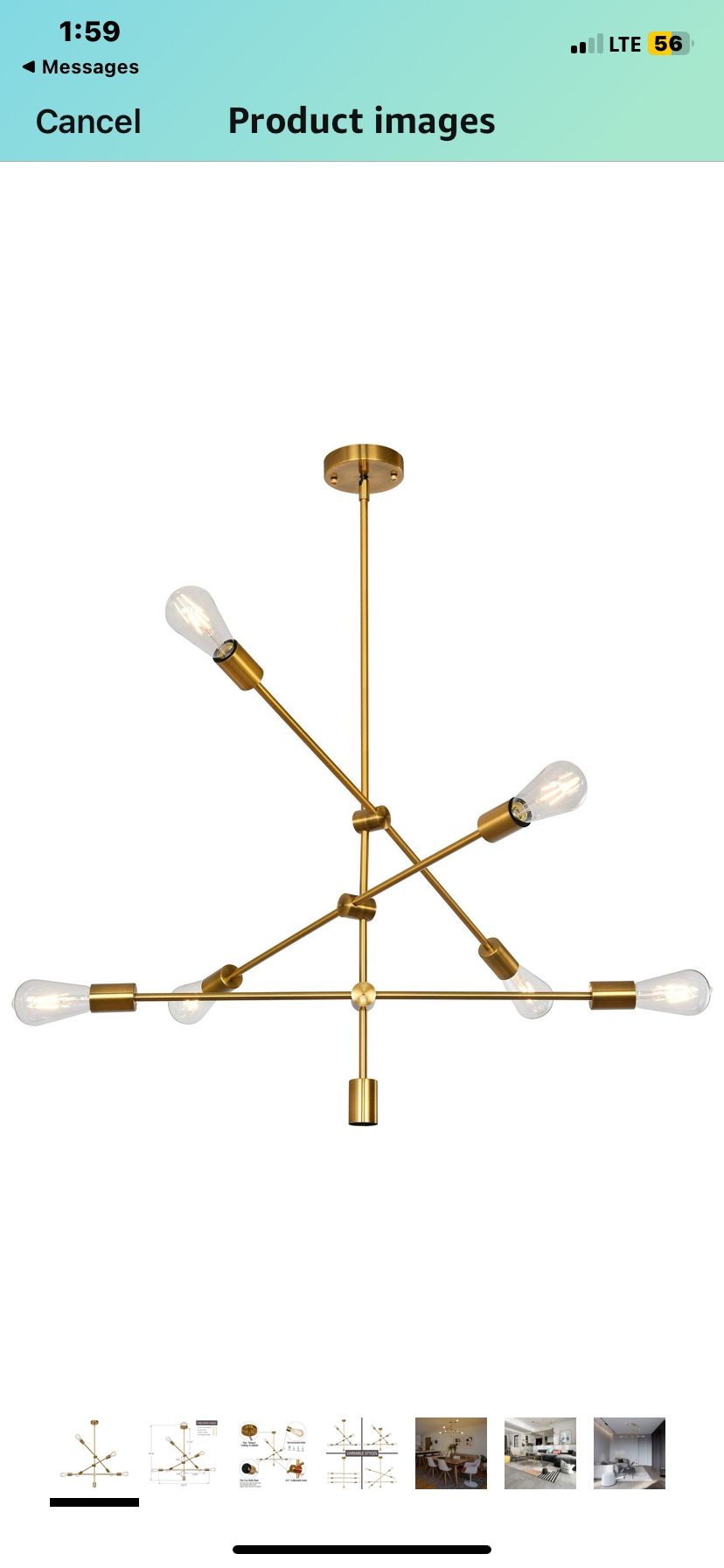 Luupyia Sputnik Chandelier Lighting, 6 Lights Adjustable Modern Pendant Lighting Vintage Sputnik Light Fixture, Dining Room Lighting Fixtures Hanging,