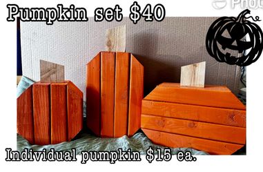 Handmade Wood Pumpkin Set of 3