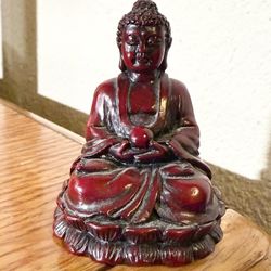 Vintage Red Resin Buddha Figure