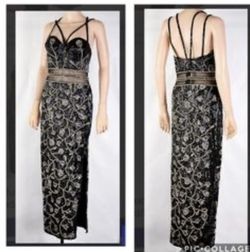 Attitudes by Debra  / Black Bead/Sequin Gown Size Small...MSRP $329…