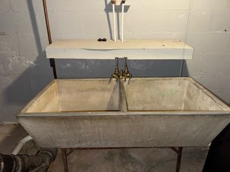 Concrete Double-Basin Laundry Sink
