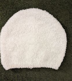 White Fuzzy Knit Beanie Soft Boucle One Size