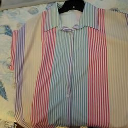 Brand New Colorful button up women's short sleeve shirt