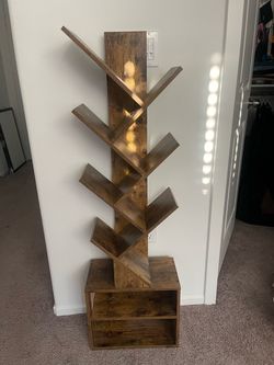Rustic Wood Tree Bookshelf