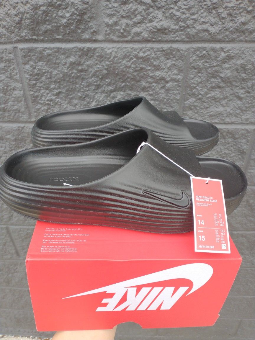New Nike ReactX Rejuven8 Slide Men Size 14 Black