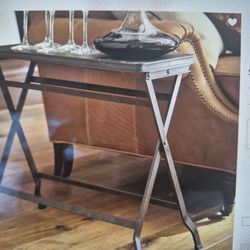 2 Pottery Barn Iron Side Folding Tables. Brand New.