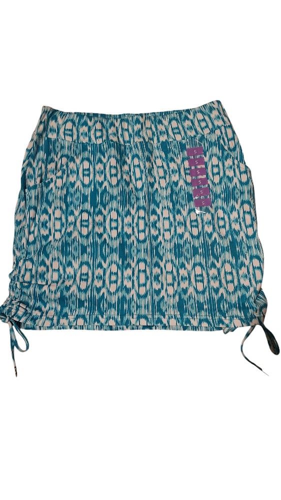 Jones New York Womens Small Side Ruched Skort Turquoise Blue Pull On Unworn 