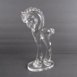 Viking Art Glass Vintage Clear Solid Glass Horse 11 1/2" Tall


