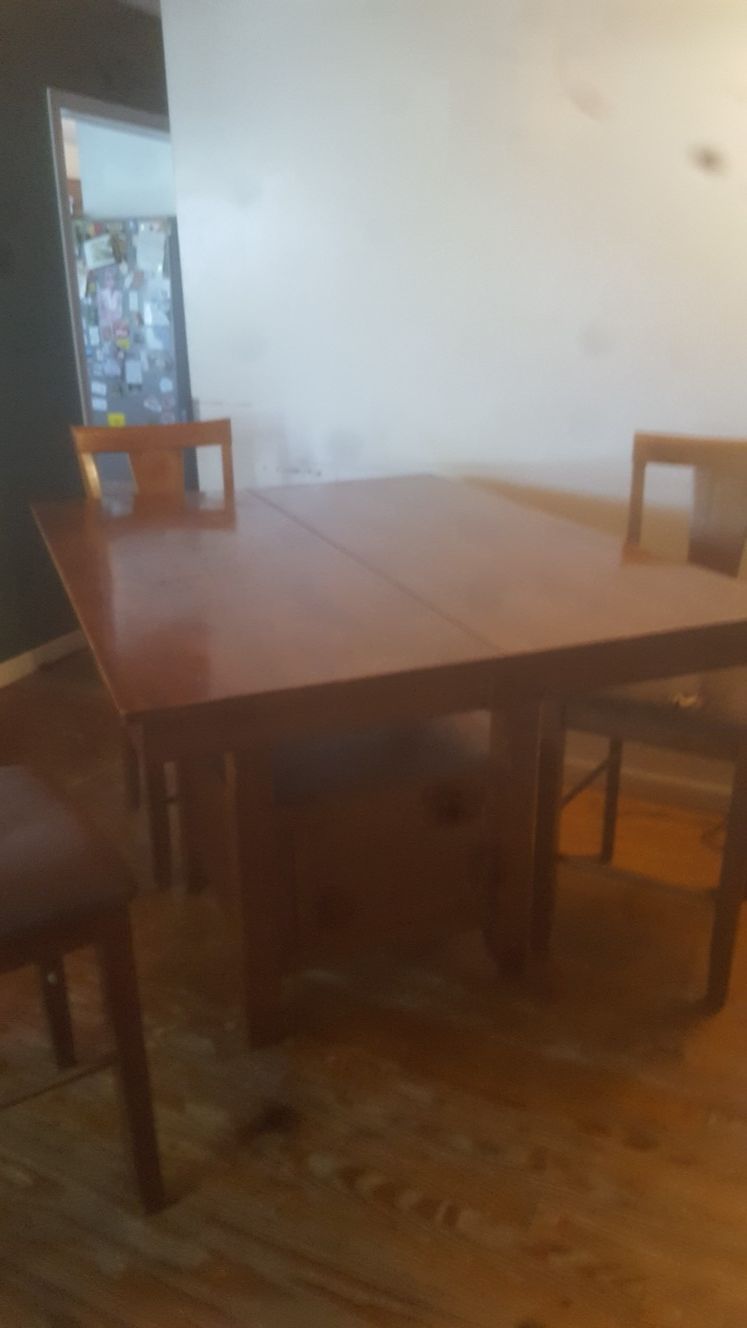 Wooden pub style table and 4 chairs