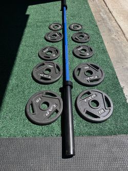 Olympic Barbell with CAP Weight Plates Set