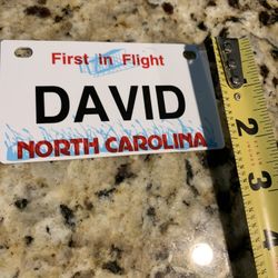 New Plastic NC Nameplate W/ Name David In Bold Black Lettering 