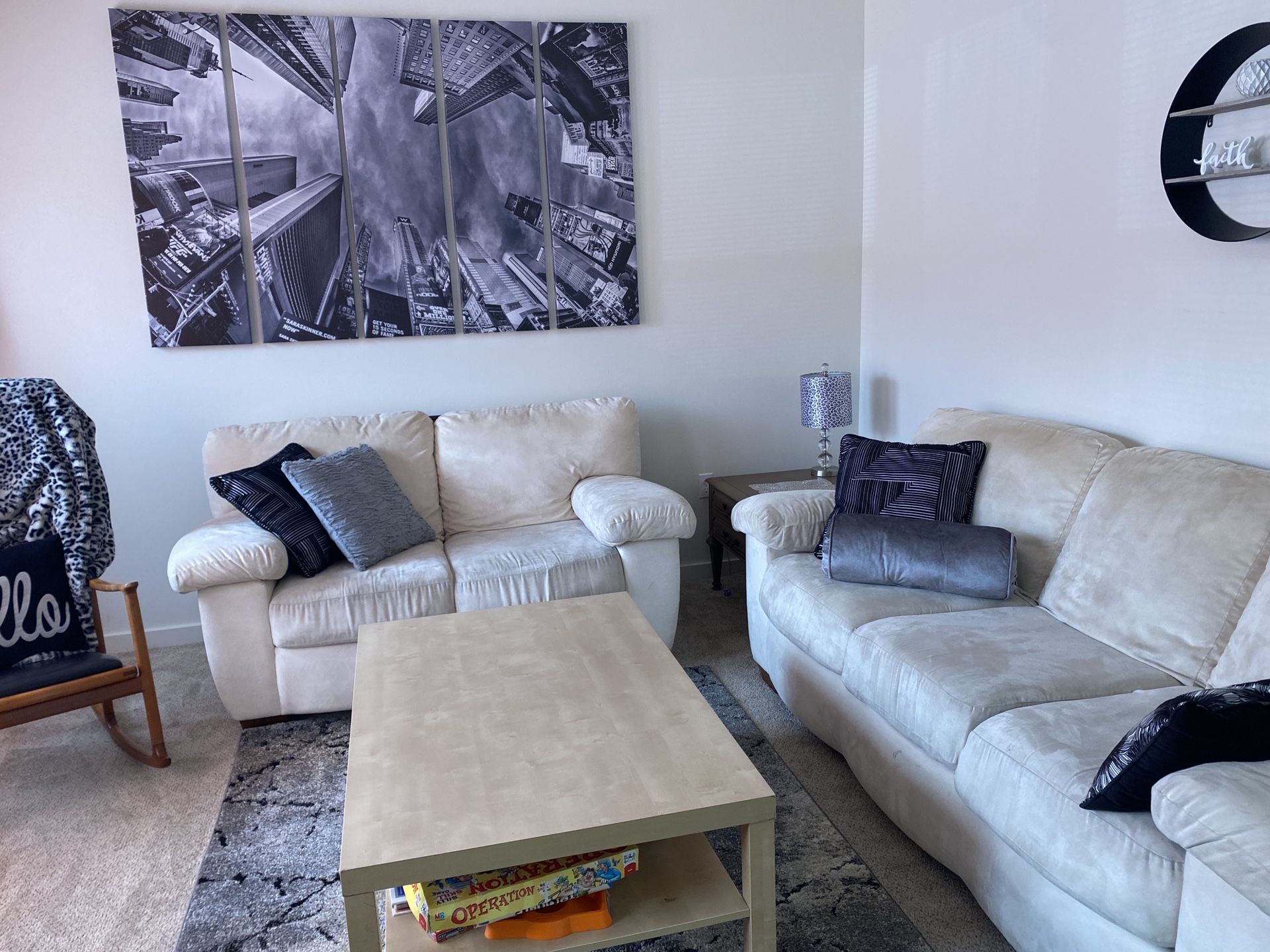 Microfiber couches, cream color for Sale in Lewis McChord, WA OfferUp