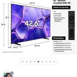 43” Samsung Crystal Uhd 4 K 