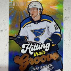 Jimmy Snuggerud RC 2025-26 Upper Deck Allure #HTG-9 Hitting Their Groove Orange